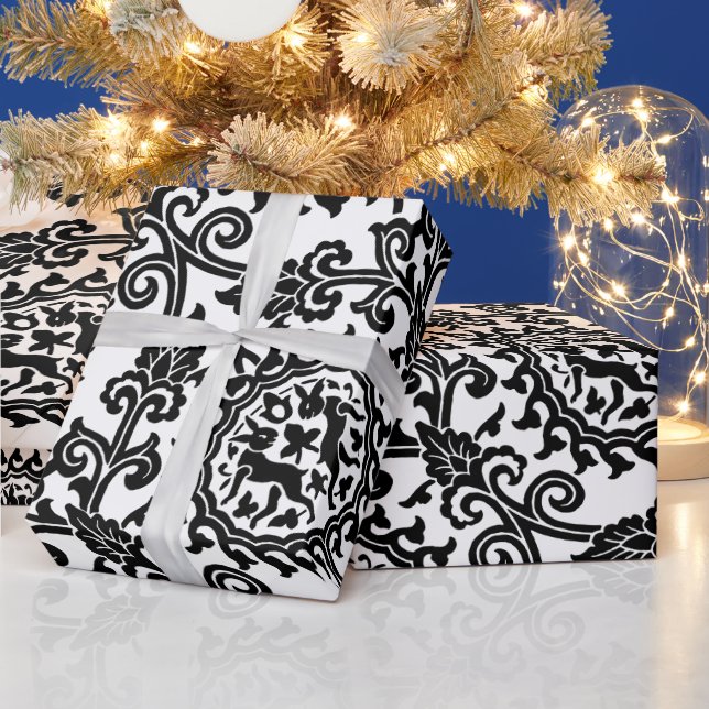 Papier Cadeau Damask Hare Motif (Vacances)