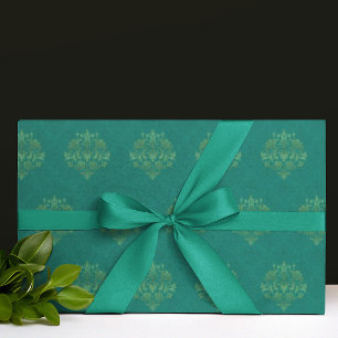Papier Cadeau Damask or et sarcelle vintage pour toutes occasion