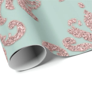 Papier Cadeau Damask Rose Gold Parties scintillant métallique ro