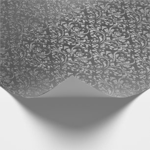 Papier Cadeau Damask Royal Metallic gris argenté Graphite