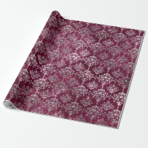 Damask Silver Grey Royal Burgundy Beet Sparkly