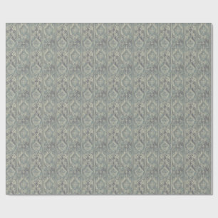 Papier Cadeau Damassé beige turquoise et chaude