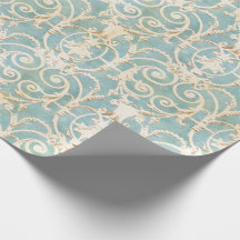 Damassé bleue et beige élégante