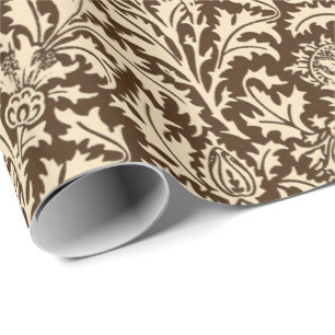 Papier Cadeau Damassé de chardon de William Morris, Taupe Tan e