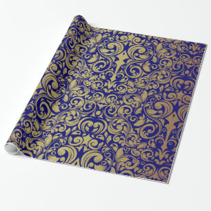 Papier Cadeau Damassé élégante de bleu royal de parties