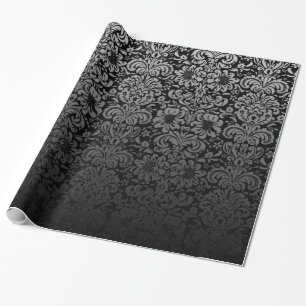 Papier Cadeau Damassé élégante (noir et argent)