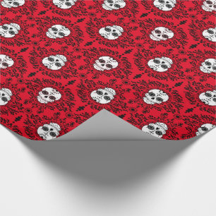 Papier Cadeau Damassé morte - papier d'emballage de crânes chics