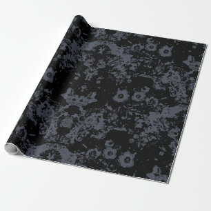 Papier Cadeau Damassé noire florale