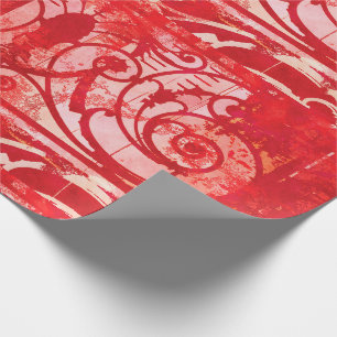 Papier Cadeau Damassé vintage Paris Valentine rouge et rose