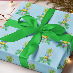 Papier Cadeau Dame Ananas Chantant Tropical Noël Vacances 