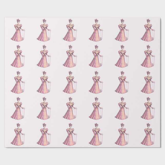 Papier Cadeau Dame de la mode rose victorienne (Couture)