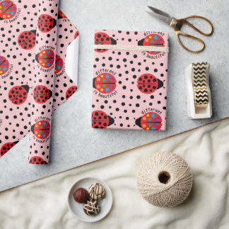 Papier Cadeau Dame de la sensibilisation à l'autisme coccinelle