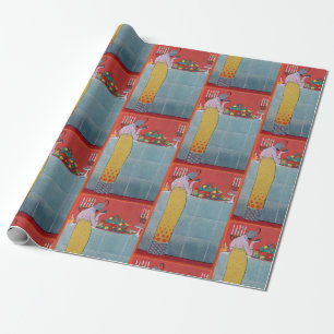 PAPIER CADEAU DAME ET FRUITS TABLE SET ART DÉCO BEAUTÉ MODE