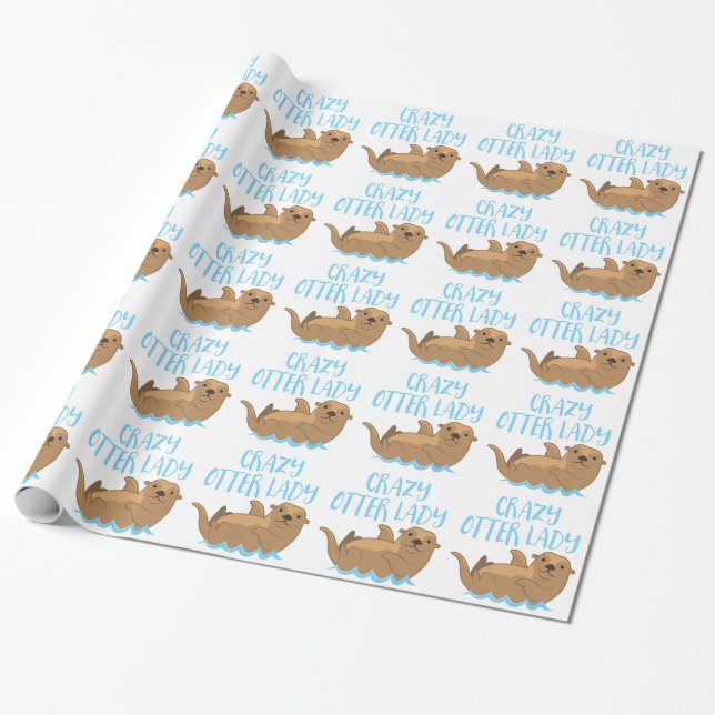 Papier Cadeau dame folle de loutre mignonne ! (Déroulé)