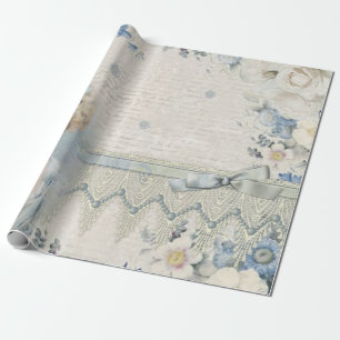 Papier Cadeau Dame victorienne vintage shabby chic avec des fleu