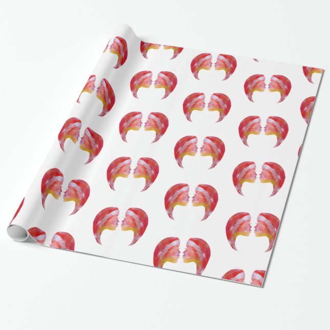 Papier Cadeau Dames roses, Aquarelle Gemini (Déroulé)