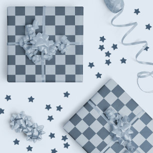 Papier Cadeau Damier à carreaux bleu foncé à carreaux à damier a