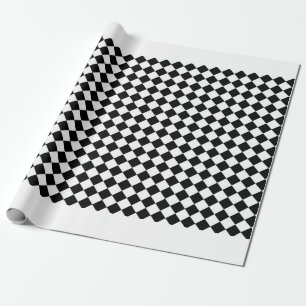 Papier Cadeau Damier diamant noir blanc