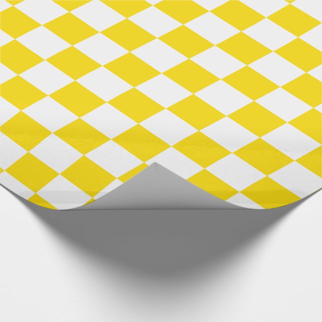 Papier Cadeau Damier jaune et blanc de jours d'école (Coin)