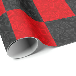 Papier Cadeau Damier noir et rouge