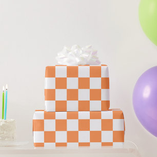 Papier Cadeau Damier orange visuel classique 
