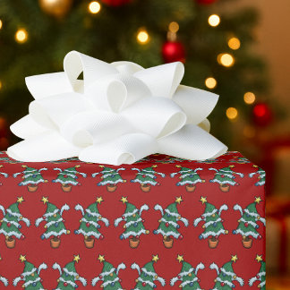 Papier Cadeau Dancing Christmas Trees Xmas Pixel Art Pattern