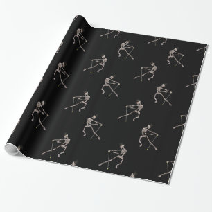 Papier Cadeau Dancing Skeleton on Black