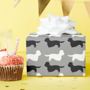 Papier Cadeau Dandie Dinmont Terrier Silhouettes Motif