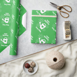 Papier cadeau d'anniversaire arrosoir de jardin ve