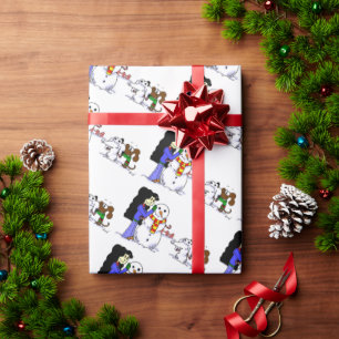 Papier cadeau d'anniversaire de Noël Hanoukka Snow