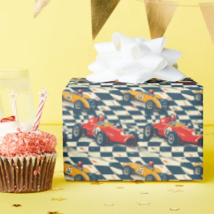 Papier cadeau d'anniversaire de voiture de course