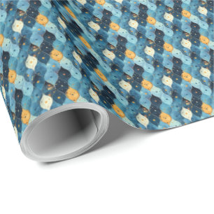 Papier cadeau d'anniversaire Motif bleu et or