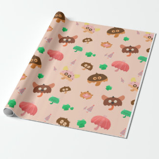 Papier Cadeau Dans la pluie - Parapluies de champignons Motif -