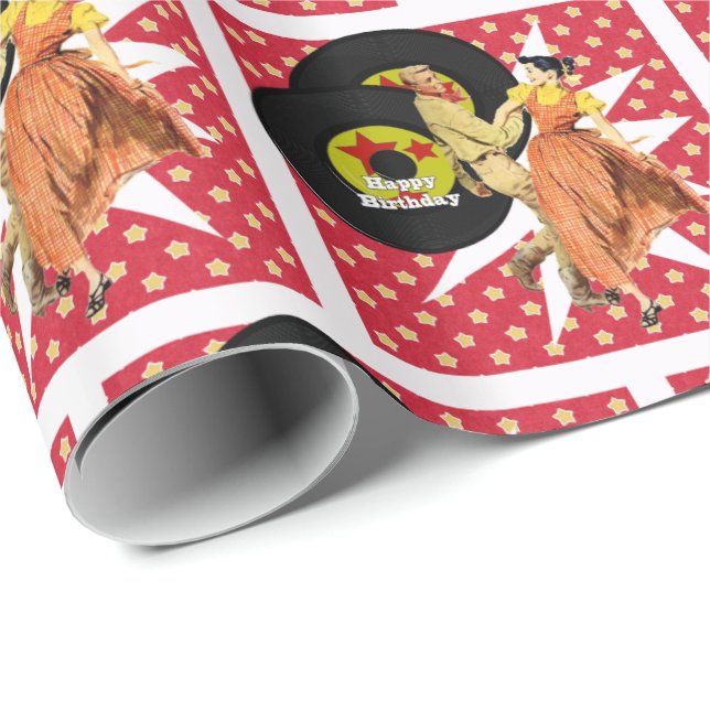 Papier Cadeau Danse carré ou danseurs de 50 ans Joyeux anniversa (Coin rond)