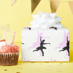 Papier Cadeau Danse de Ballerine Rose & Noir