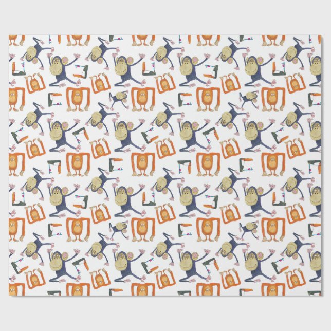 Papier Cadeau Danse des singes (Plat)