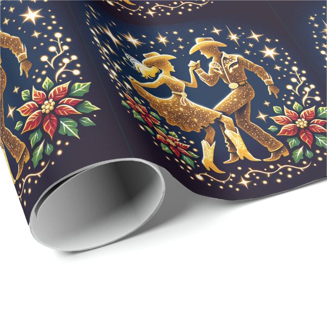 Papier Cadeau Danseurs de pays Danseurs Carrés Noël (Coin rond)