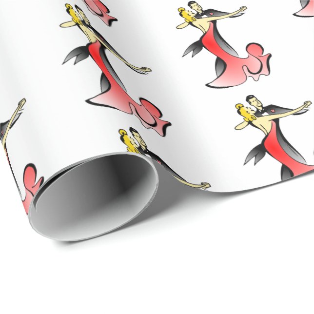Papier Cadeau Danseurs de salle de bal dansant couple danse swin (Coin rond)