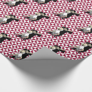 Papier Cadeau Danseurs de tango rétro Bourgogne et blanc
