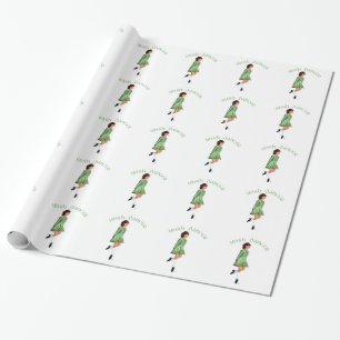 Papier Cadeau Danseuse de step irlandais - Vert