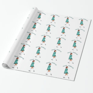 Papier Cadeau Danseuse Irlandaise en Soft Shoe Turquoise