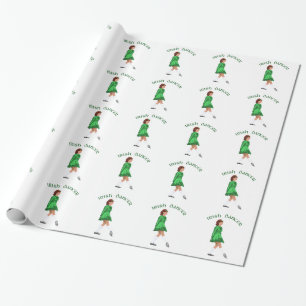 Papier Cadeau Danseuse Irlandaise en Soft Shoe verte