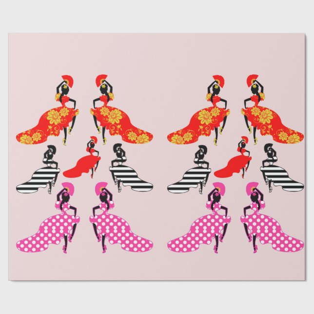 Papier Cadeau Danseuses espagnoles du Flamenco Silhouette Art (Couture)