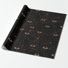 Papier Cadeau Dark Botanical Faces Wrapping Paper