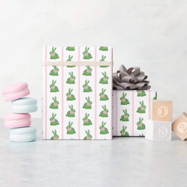Papier Cadeau Darling Topiary Rabbit Rose Bow Baby Girl Douche (Baby Shower)