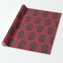 Papier cadeau d'art folklorique à motif d'empreint