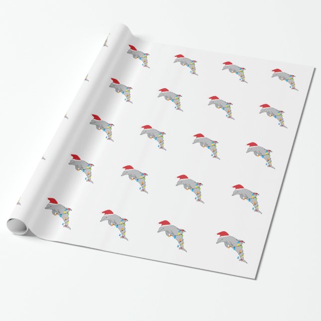 Papier Cadeau Dauphin de Noël (Déroulé)