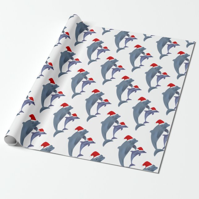 Papier Cadeau Dauphins de père Noël (Déroulé)