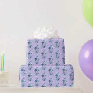 Papier Cadeau Dauphins et fleurs en Pois
