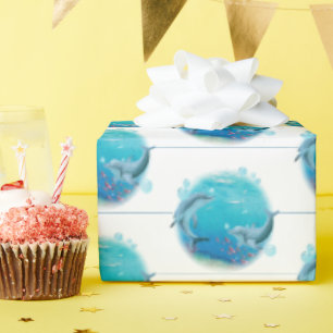 Papier Cadeau Dauphins et vie marine